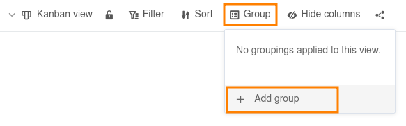 Agrupar uma vista Kanban