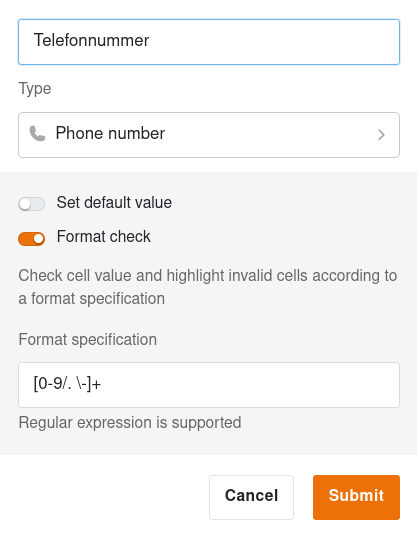 Check the format of a telephone number