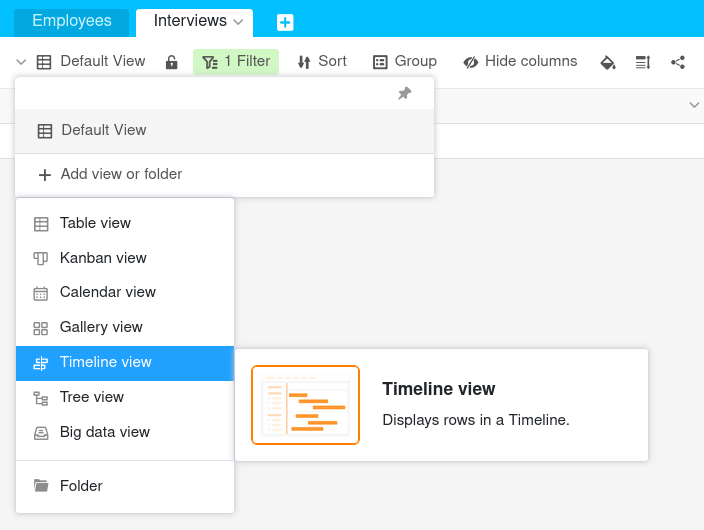 Créer une vue Ligne de temps
