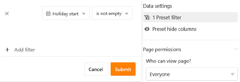 Добавление фильтра на страницы временной шкалы в приложениях