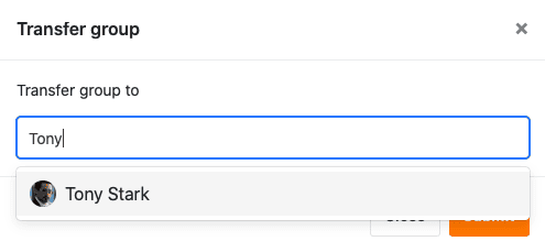 Enter the user to whom the group is to be transferred