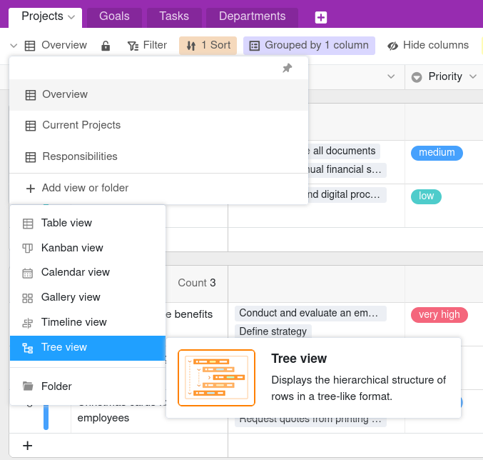Créer une vue arborescente