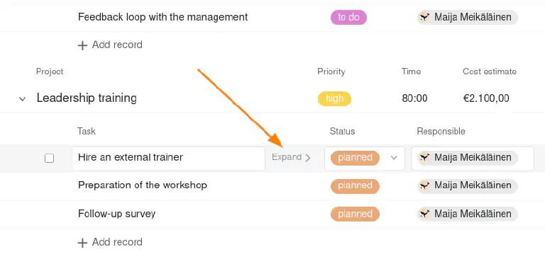 ajouter et modifier des enregistrements dans la vue arborescente