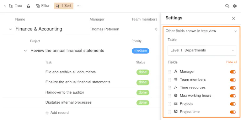 masquer ou déplacer des colonnes dans l&rsquo;arborescence