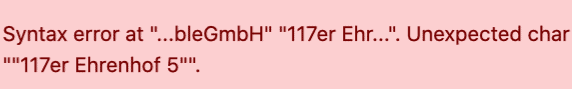 Mensaje de error que aparece cuando varios elementos de texto de una fórmula no están separados por &.