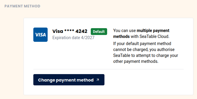 Changer la carte de crédit enregistrée