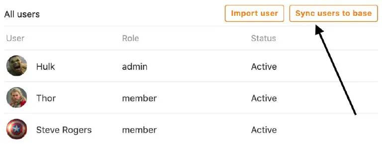 Cliquez sur Synchroniser les utilisateurs avec la base