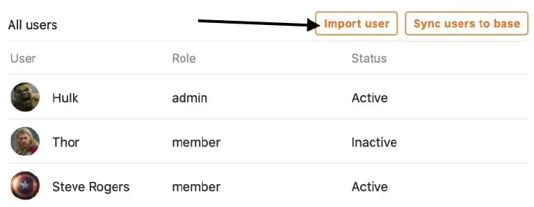 Cliquez sur Importer des utilisateurs 