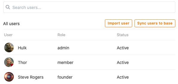 Aperçu de l’onglet Utilisateurs de la gestion des utilisateurs et des rôles d’une application universelle