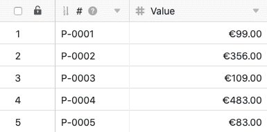 Beispiel-Tabelle Payments