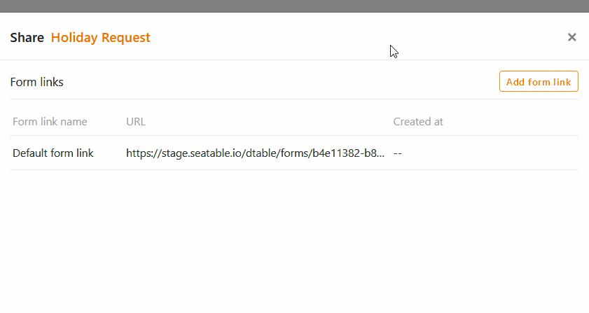 New form link dialog in SeaTable 4.3