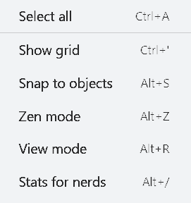 Canvas settings context menu