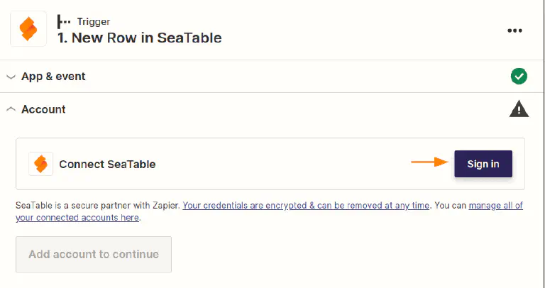 Zapier requiere un token de API de una de sus bases.
