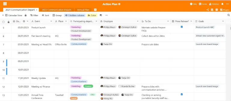 With an action plan in calendar format, you have an overview of your measures at all times