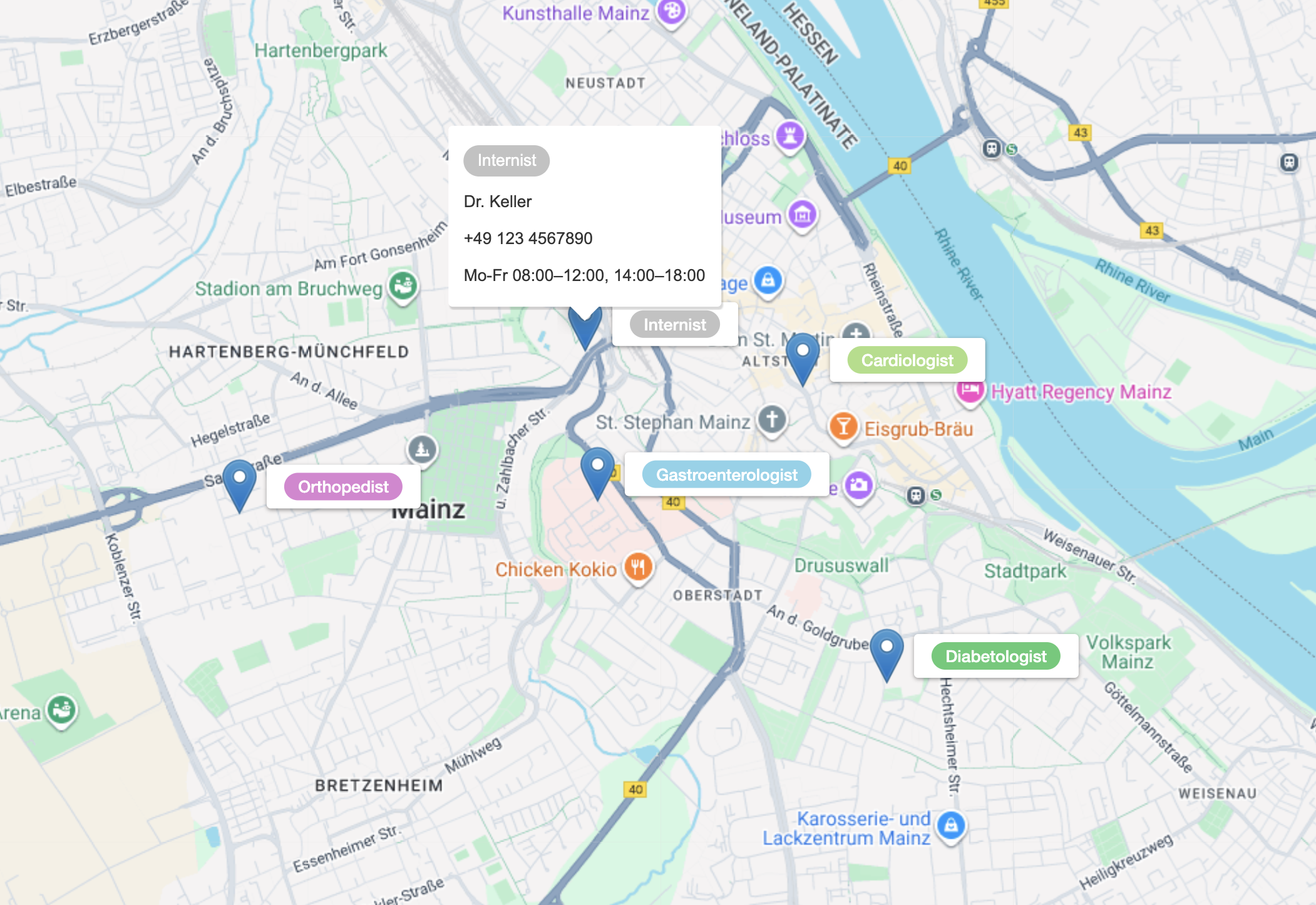 Шаблон плана приема лекарств: врачи, связанные с лекарствами, контактная информация и местоположение с первого взгляда
