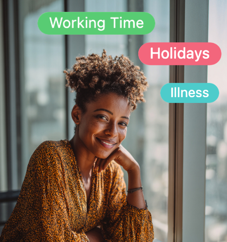 Registo de horas de trabalho no SeaTable com resumo de horas e saldos diários