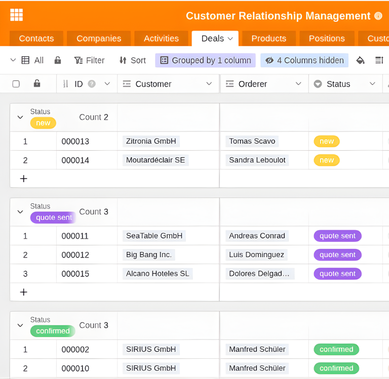 Interface SeaTable pour la collecte de données structurées