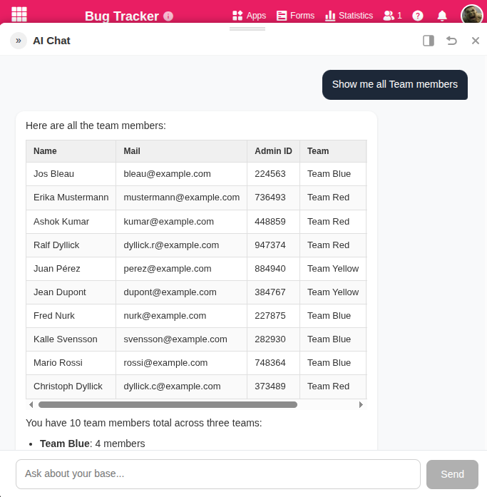 Plugin de chat IA dans SeaTable, l'alternative à Airtable.