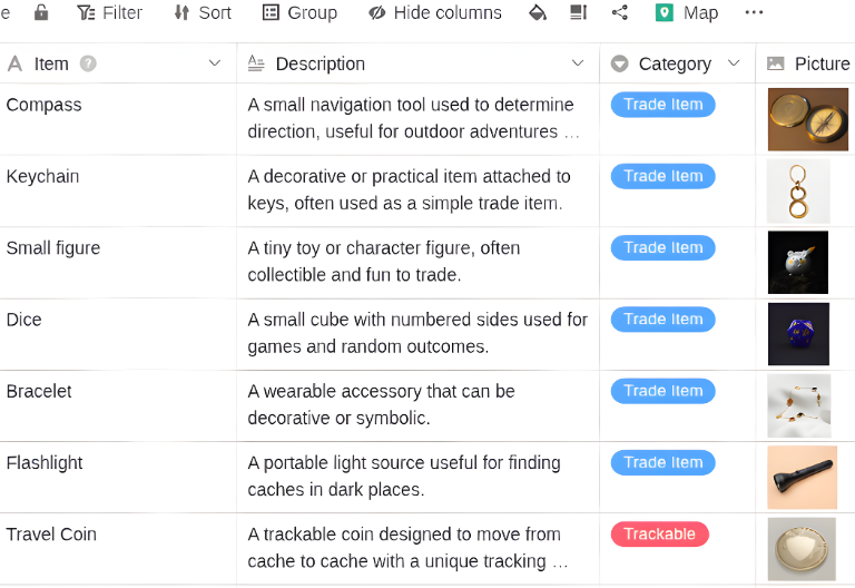 Cuaderno de registro estructurado en la aplicación de Geocaching