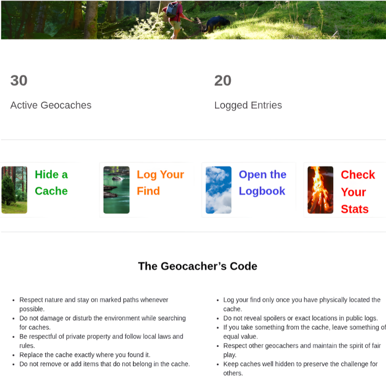 Aplicación de geocaching con paneles personalizables