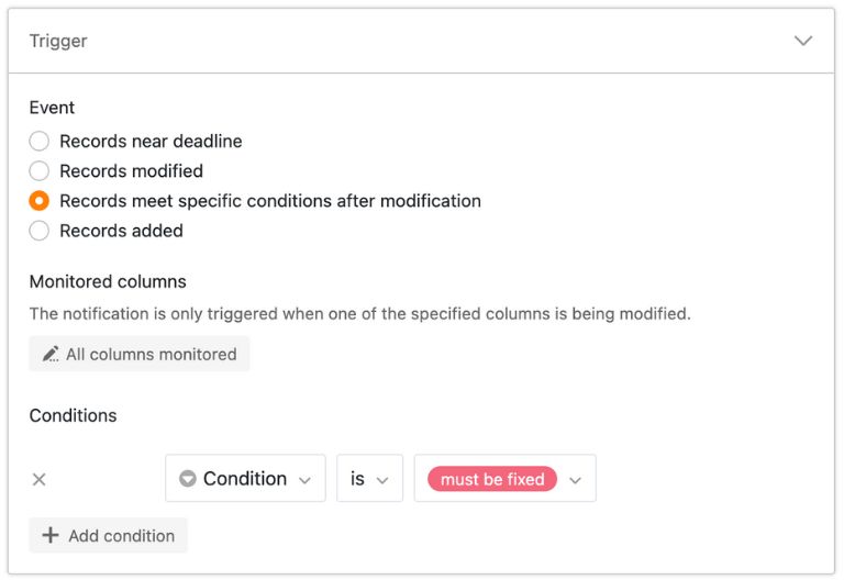 Função de comentários e regras de notificação para datas de manutenção e garantias