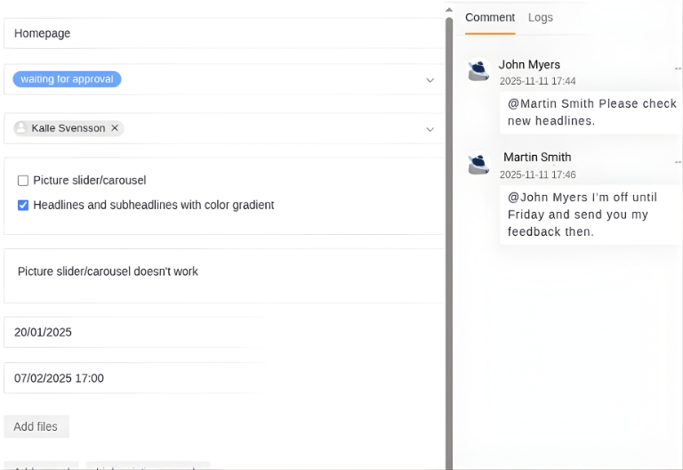 Annotez et marquez les tâches directement dans le tableau Kanban et informez votre équipe de manière ciblée par notification.