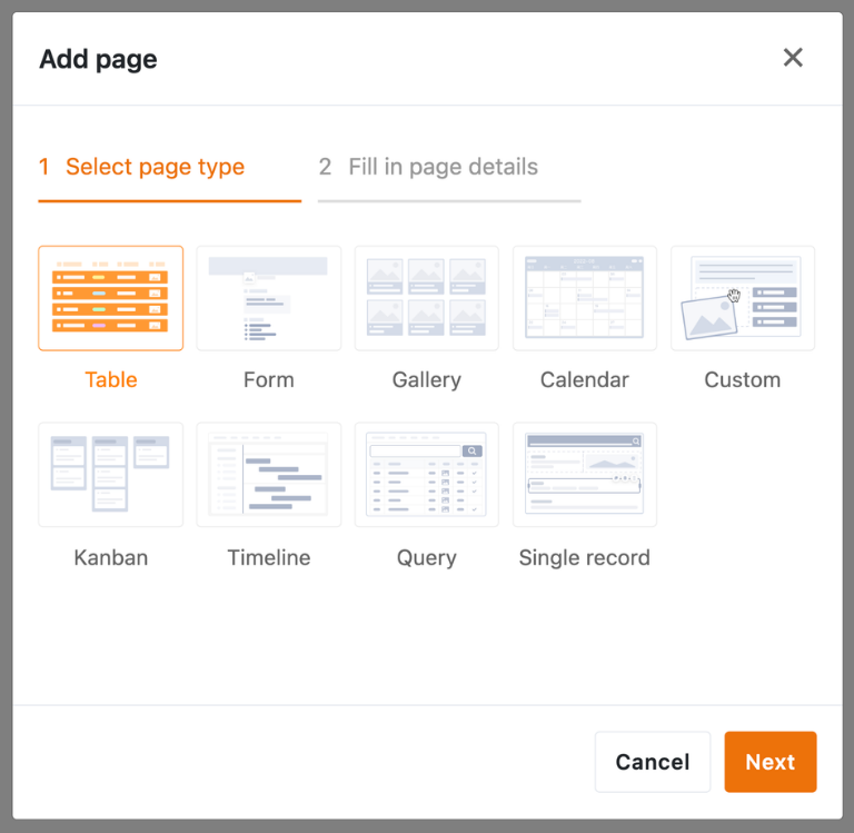 App view in SeaTable App Builder with forms, tree view, and calendar for project structure planning