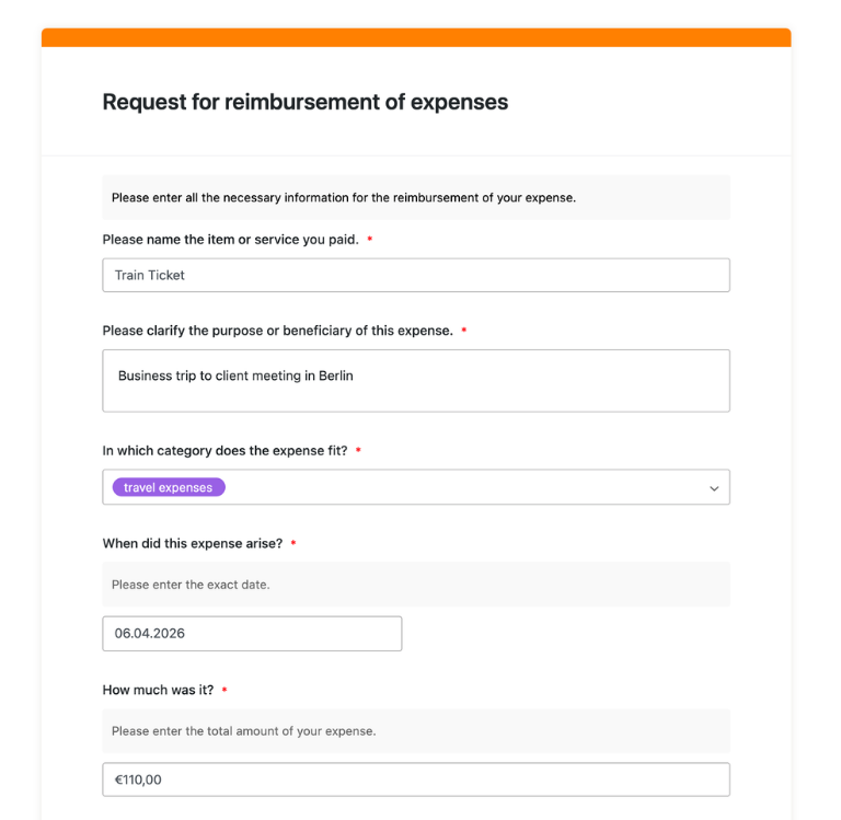 Individuelle Reisekosten-App mit Formularen, Belegupload und Freigabeprozess in SeaTable