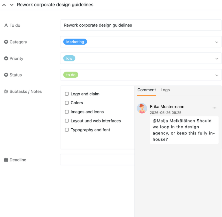 Digitale To-do-Liste Vorlage mit Kanban-, Tabellen- und Kalender-Ansicht für Projektmanager