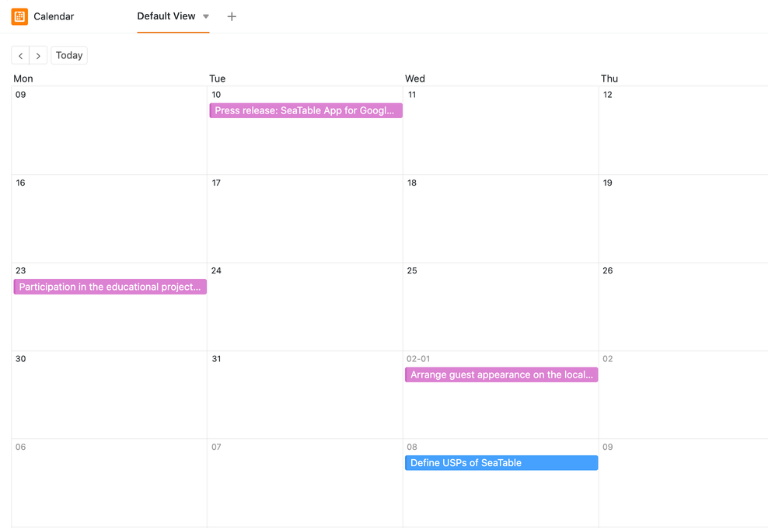 Kalenderansicht mit Deadlines und Aufgabenplanung für Projektteams