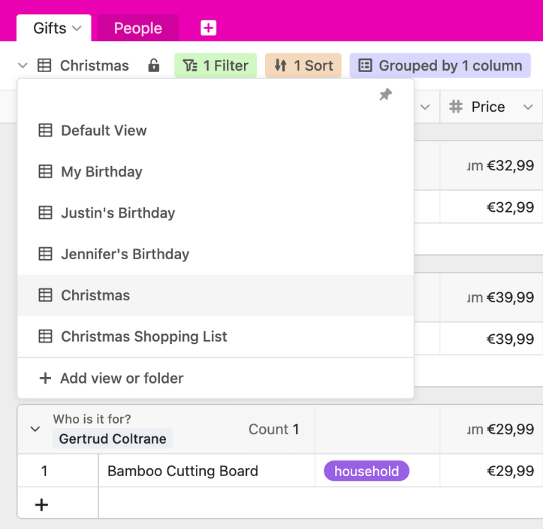 Wish List Template with Various Lists