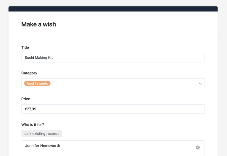 Wish List Template with a Simple Input Form