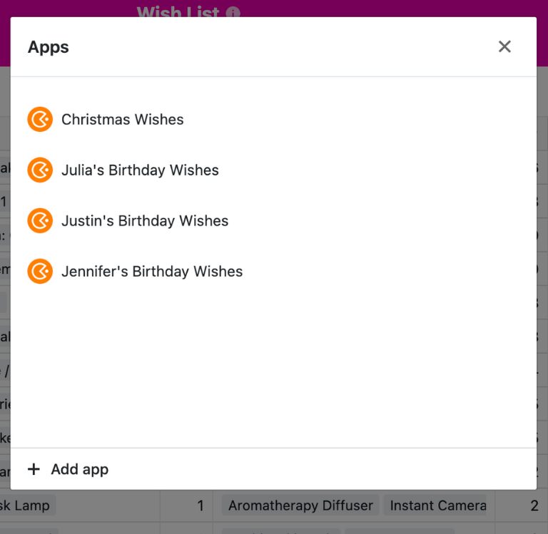 A separate wish list app for every occasion