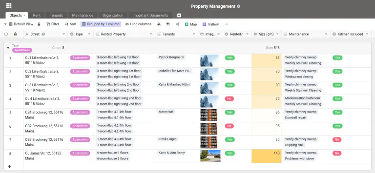 Real estate management with SeaTable