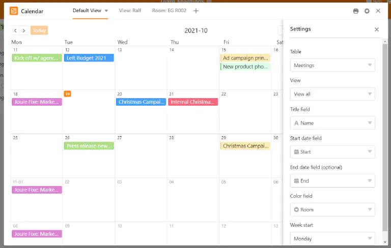 Calendar views