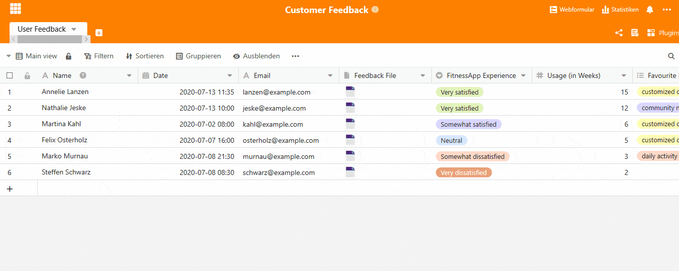 Customer feedback creation web form