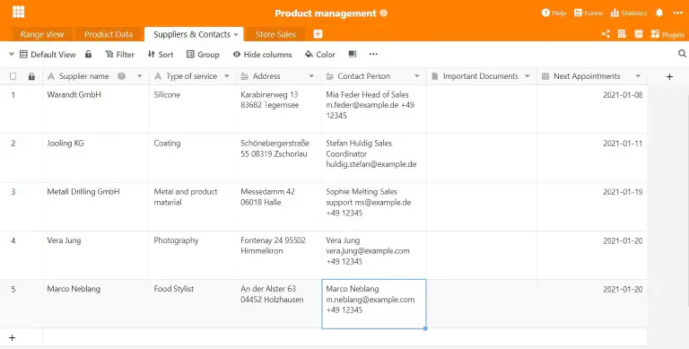 Kontaktdaten von Lieferanten und Kunden sind sehr wichtig für ein reibungsloses Produktmanagement