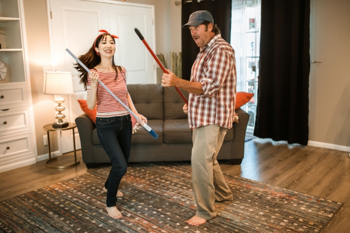 Having a little fun while cleaning makes it much easier to get the tasks done.
