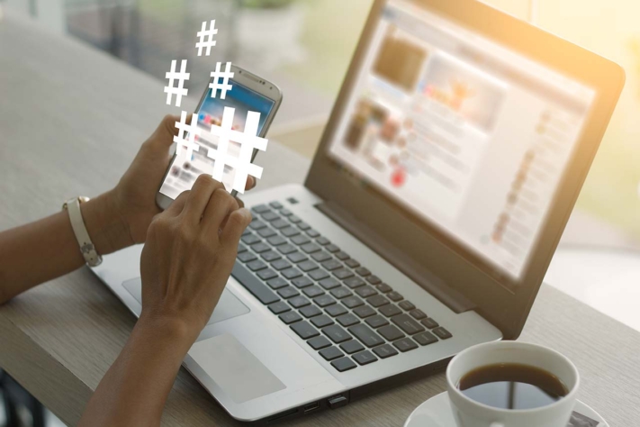 Marketing employee uses the social media plan template for posting overview.