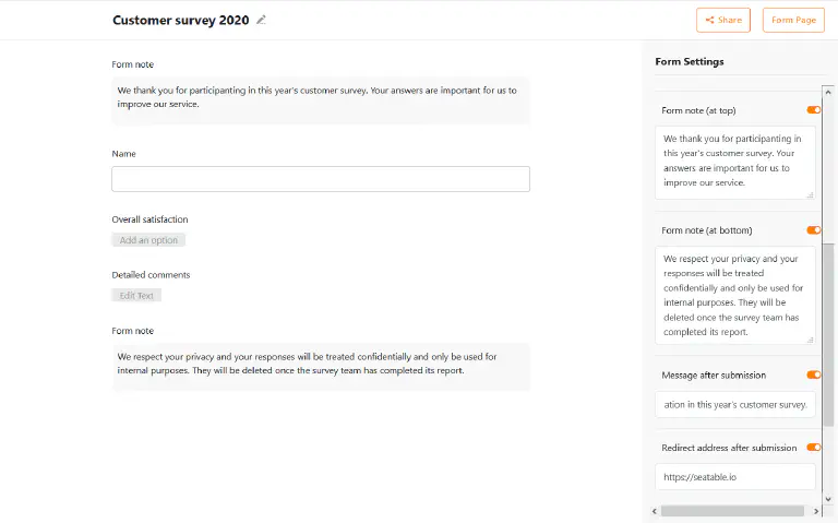 SeaTable’s webforms now offer more customization options