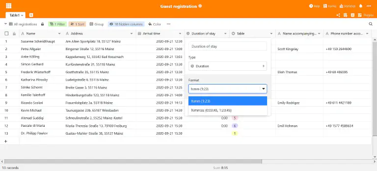 New column type Duration
