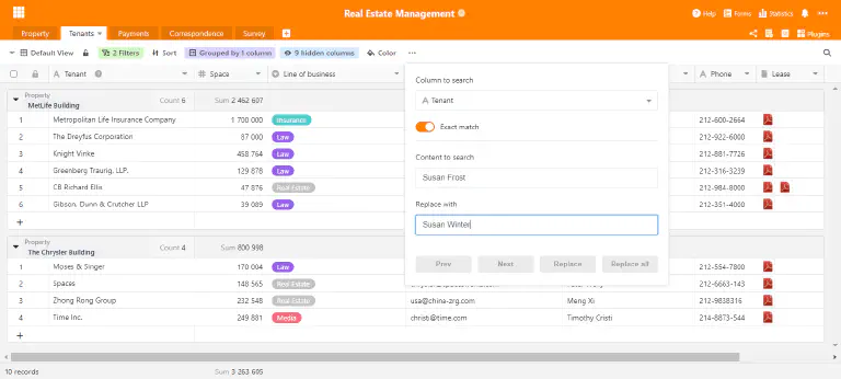 New feature in SeaTable 1.6.3: Batch replacement