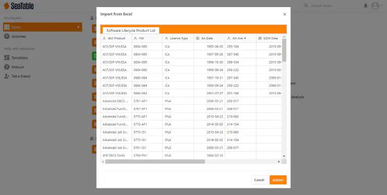 Create new bases by importing an excel workbook