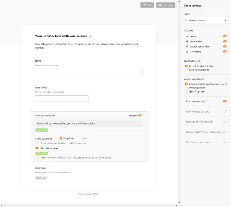 Default values in forms