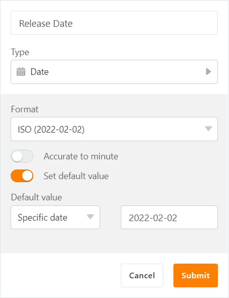 Default value function for date columns