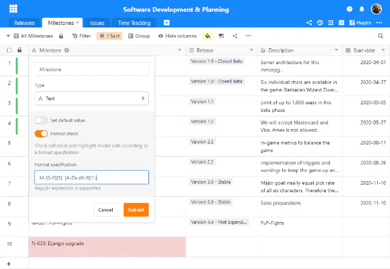 Data validation in SeaTable 3.0