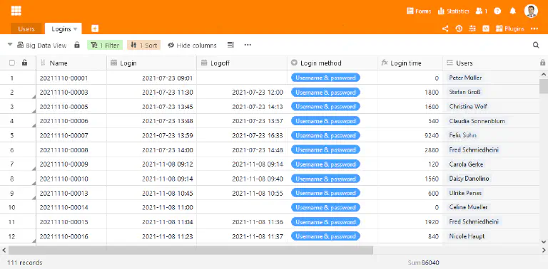 Big data view in SeaTable 3.1
