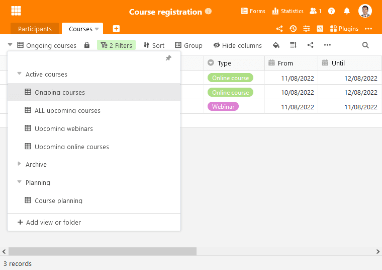View folder newly introduced in SeaTable 3.1