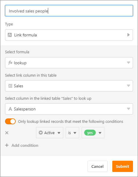 SeaTable 3.5 - Link formula columns support conditional lookups