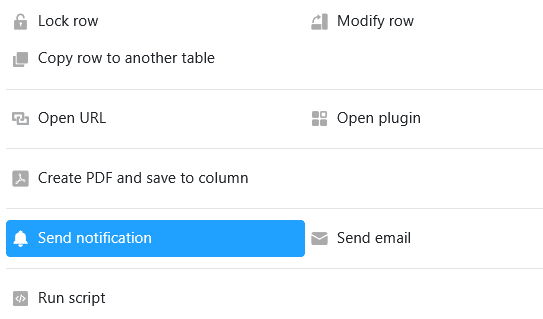 New “Send notification” button action